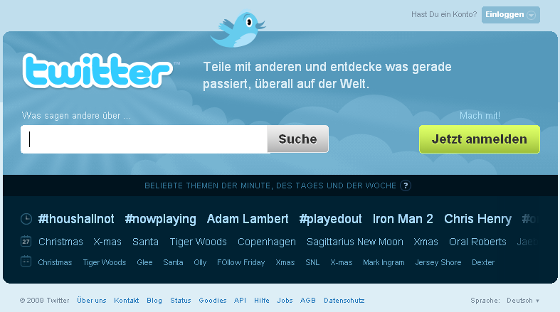 Twitter deutsche Startseite